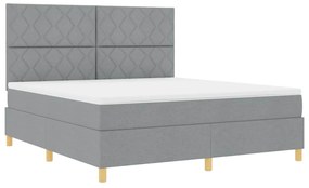 Cama Box Spring com Colchão e LED Cinza Claro 180x200 cm Tecido