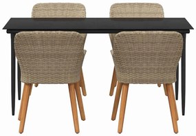 Conjunto de Jantar de Jardim 5 Peças Bege em Rattan Sintético