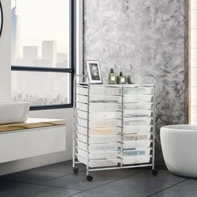 Carrinho organizador 64 x 38 x 87 cm multifuncional com 20 gavetas e rodas Unidade de armazenamento móvel multiuso para casa, escritório ou escola Tra