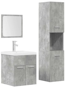 vidaXL 4 pcs conj. móveis casa banho derivados madeira cinza cimento