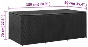 Caixa de arrumação para jardim 180x90x70 cm vime PE preto
