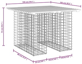 Banco de jardim c/ design gabião 100x102x72 cm pinho impregnado