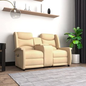 vidaXL Poltrona massagem 2 assentos reclinável c/ suporte copo creme
