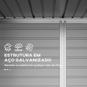 Abrigo de Jardim 2,7m² 249x121x183 cm Abrigo de Exterior com Porta Dupla 2 Ventilaç4oes e Trava Abrigo para Pátio Cinza