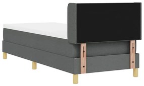Cama Box com Colchão - Cinza Escuro, 80x200 cm, Têxtil.