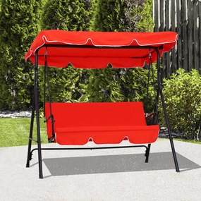 Baloiço de jardim de 3 lugares 1,72 m x 1,1 m x 1,52 m com teto e inclinação ajustável, almofadas no assento e no encosto, , aço preto e poliéster ver