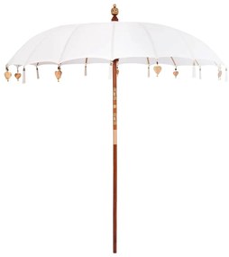 vidaXL Guarda-sol Manual Creme x 250 cm Algodão e madeira sólida