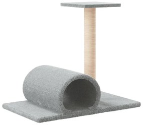 Poste arranhador para gatos com túnel 60x34,5x50 cinza-claro