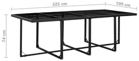 13 pcs conjunto jantar exterior com almofadões vime PE preto