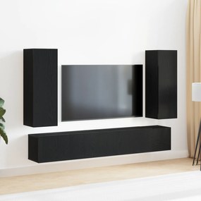 Conjunto de Estante para TV vidaXL de 5 Peças Montada na Parede Carvalho Preto Madeira de Engenharia