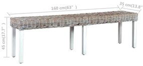 Banco 160cm vime Kubu natural e madeira mangueira maciça branco