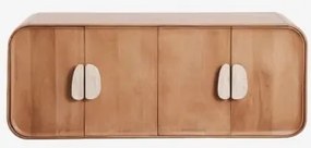Conjunto De Móvel De Casa De Banho Dupla Suspensa 130x45 Cm Em Madeira De Manga E Pedra Natural Kivalina Sem Lavatório & Sem Espelho & Sem Torneira &
