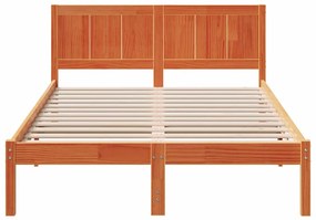 Estrutura de Cama de Madeira de Pinho Encerada Castanho