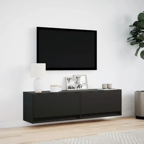 Móvel de parede para TV com luzes LED 140x31x38 cm preto