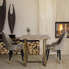 MESA DE JANTAR ANKARA 80X80X76 CM CASTANHO E DOURADO (CADEIRAS NÃO INCLUÍDAS)