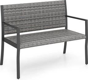 Banco de Jardim para 2 Lugares, 109 x 55 x 84 cm, Assento Acolchoado, Cinzento