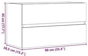 Armário lavatório 90x38,5x45 cm contraplacado cinzento cimento