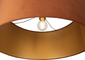 Candeeiro de pé em aço com abajur laranja e interior dourado 50cm - XXL