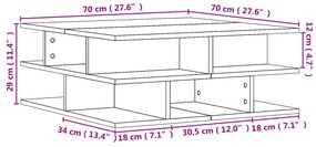 Mesa de centro 70x70x29 cm madeira processada branco