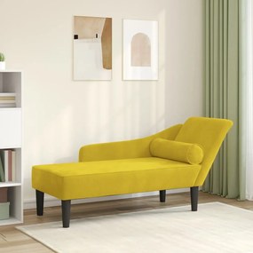 vidaXL Chaise longue com almofadões veludo amarelo