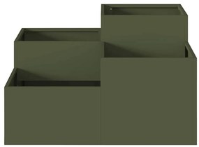 Jardineira vidaXL 80x80x48 cm Verde Oliva Aço