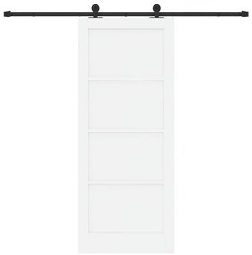 Porta Deslizante com Conjunto de Hardware 'ORKDAL'Madeira Sólida Branc