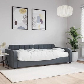 Sofá-cama com colchão 90x190 cm veludo cinzento-escuro