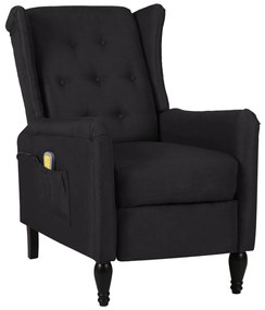 vidaXL Poltrona de massagens reclinável tecido preto
