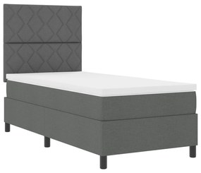 Cama Box Spring com Colchão &amp; Luz LED Cinza Escura 90x200 cm Tecido