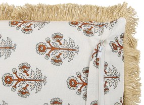 Almofada decorativa com padrão de flores em algodão branco 45 x 45 cm OMORIKA Beliani