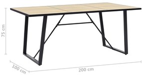 Mesa de jantar 200x100x75 cm MDF cor carvalho