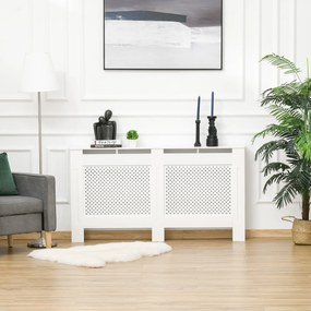 Cobertura para Radiador em MDF com Ripas e Prateleira Superior 151,5x19x82 cm Branco