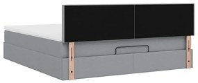 Cama otomana com colchão 160x200 cm tecido cinzento claro