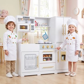Cozinha Infantil de Brincar, 93 x 29,5 x 96 cm, Com Luzes e Sons, Branco