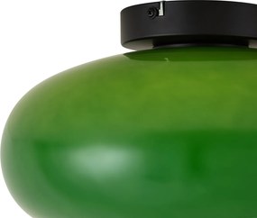 Candeeiro de Teto Retro Preto com Vidro Verde 30cm - Glaze