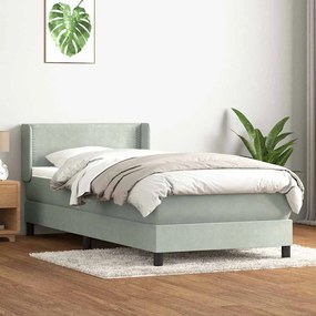 Cama com molas/colchão cinzento-claro 80x210 cm veludo