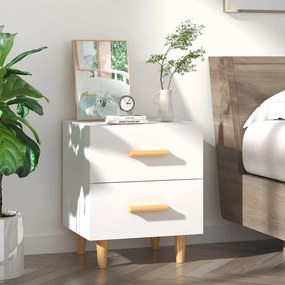 Mesa de Cabeceira Rytus com 2 Gavetas - Branco - Design Nórdico