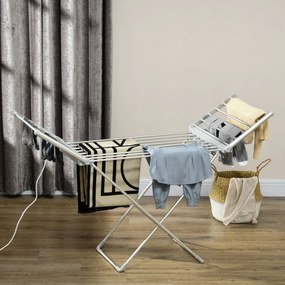 Estendal elétrico para roupa com 2 alas laterais extensíveis e estrutura em liga de alumínio, 144 x 53 x 91 cm