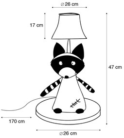 LED Candeeiro de mesa infantil Guaxinim Cinzento - Ben Para crianças