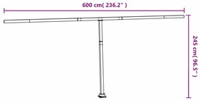 Conjunto de postes para toldo 600x245 cm ferro branco