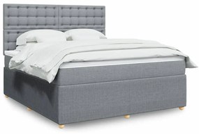 vidaXL Cama com molas/colchão 180x200 cm tecido cinzento-claro