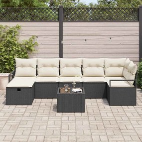 Conjunto de Sofá de Jardim vidaXL com Almofadas Pretas em Rattan Sinté