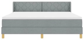 Cama Box Spring com Colchão Cinza Claro, 180 x 200 cm, Tecido