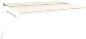 Toldo retrátil automático com postes 6x3 m cor creme