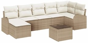 Conjunto de Sofá de Jardim 8 Peças com Almofadas em Rattan Sintético M