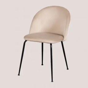 Cadeira De Jantar Estofada Em Veludo Kana Design Castanho Trigo & Preto - Sklum
