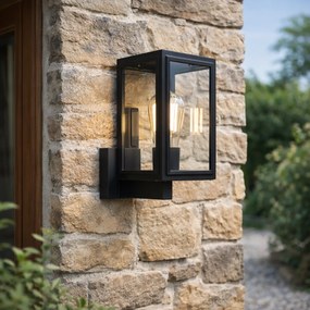 Candeeiro de parede rústico preto IP44 - Sutton Up