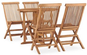 5 pcs conjunto jantar dobrável p/ exterior madeira teca maciça