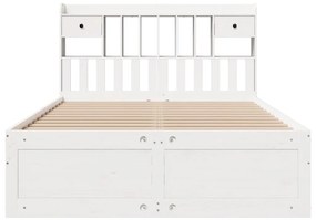 Cama com estante sem colchão 140x200 cm pinho maciço branco