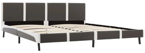 Estrutura de cama 180x200 cm couro artificial cinzento e branco